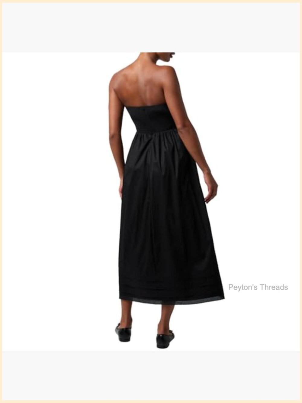 Strapless Midi Dress with Pockets Smocked Back A-Line Skirt Hidden Zipper - Picture 2 of 7